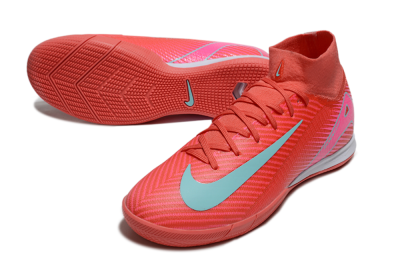 Men's Nike Air Zoom Mercurial Superfly 10 Elite IC Indoor & Futsal High-Tops Football Shoes - Red/Jade/Pink