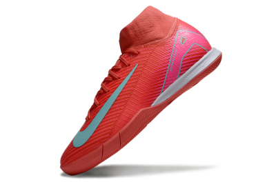 Men's Nike Air Zoom Mercurial Superfly 10 Elite IC Indoor & Futsal High-Tops Football Shoes - Red/Jade/Pink