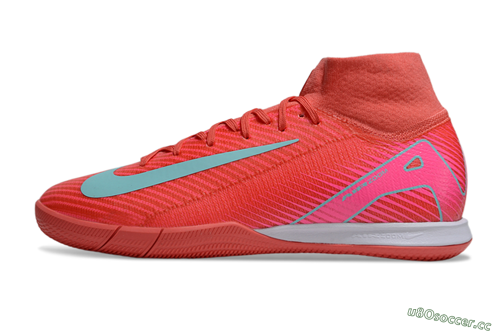 Men's Nike Air Zoom Mercurial Superfly 10 Elite IC Indoor & Futsal High-Tops Football Shoes - Red/Jade/Pink 0