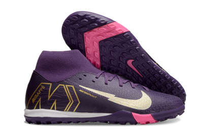 Men's Nike Air Zoom Mercurial Superfly 10 Academy TF Artificial Turf High-Tops Football Shoes - Purple/White/Gold
