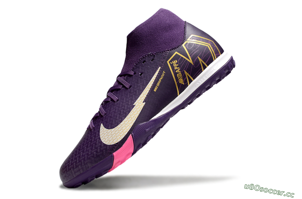 Men's Nike Air Zoom Mercurial Superfly 10 Academy TF Artificial Turf High-Tops Football Shoes - Purple/White/Gold 5