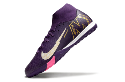 Men's Nike Air Zoom Mercurial Superfly 10 Academy TF Artificial Turf High-Tops Football Shoes - Purple/White/Gold