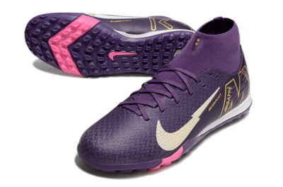 Men's Nike Air Zoom Mercurial Superfly 10 Academy TF Artificial Turf High-Tops Football Shoes - Purple/White/Gold