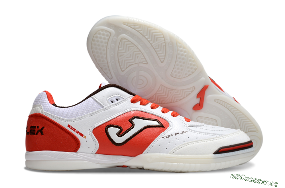 Men's Joma Top Flex IC Indoor & Futsal Low-Tops Football Shoes - White/Red/Black 2