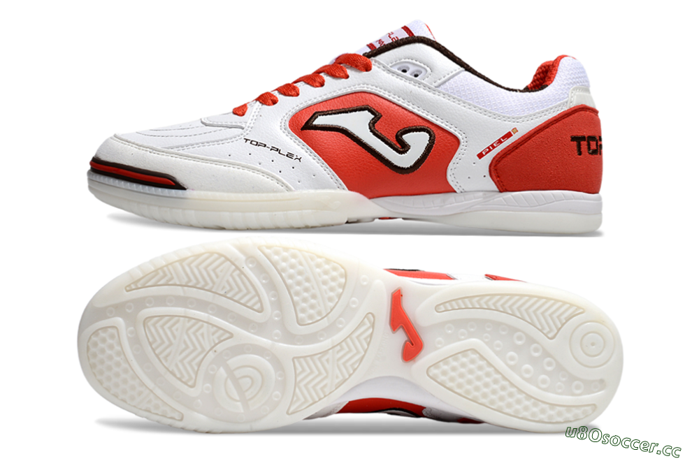 Men's Joma Top Flex IC Indoor & Futsal Low-Tops Football Shoes - White/Red/Black 1