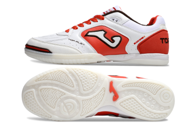 Men's Joma Top Flex IC Indoor & Futsal Low-Tops Football Shoes - White/Red/Black