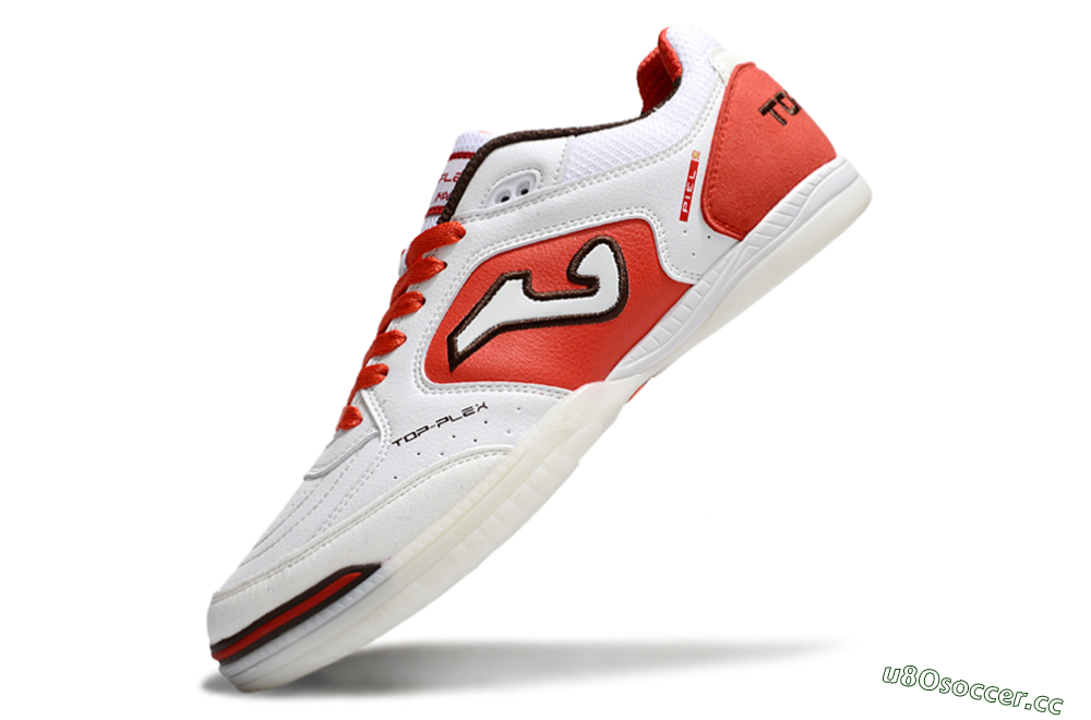 Men's Joma Top Flex IC Indoor & Futsal Low-Tops Football Shoes - White/Red/Black 5