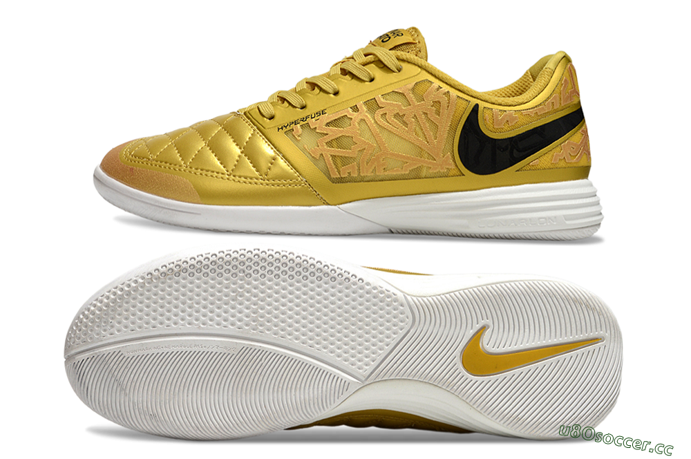 Men's Nike Lunar Gato 2 IC Indoor & Futsal Low-Tops Football Shoes - Gold/Black/White 1