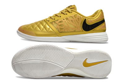 Men's Nike Lunar Gato 2 IC Indoor & Futsal Low-Tops Football Shoes - Gold/Black/White