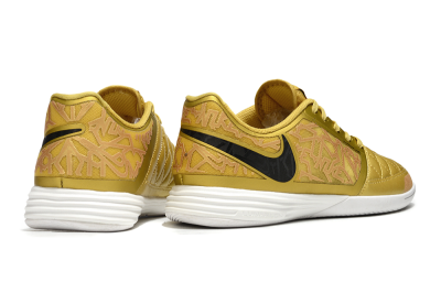 Men's Nike Lunar Gato 2 IC Indoor & Futsal Low-Tops Football Shoes - Gold/Black/White