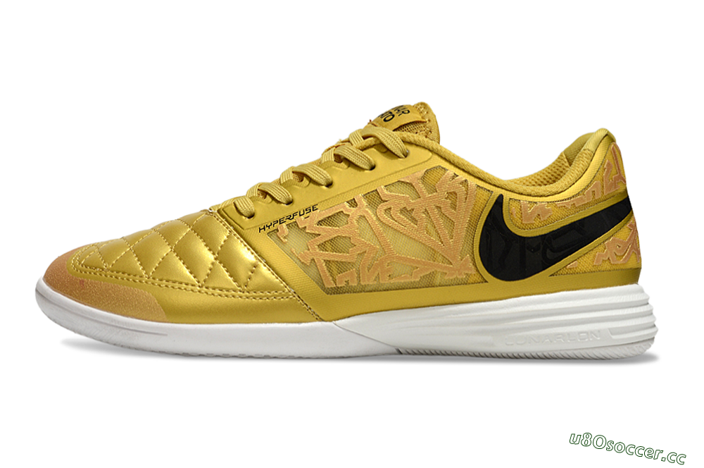 Men's Nike Lunar Gato 2 IC Indoor & Futsal Low-Tops Football Shoes - Gold/Black/White 0