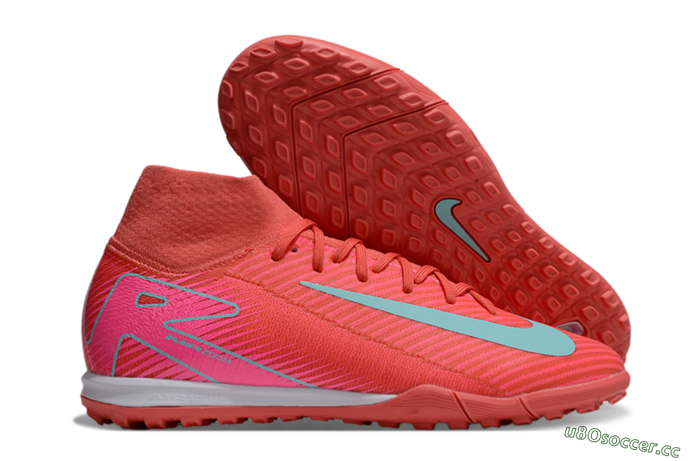 Unisex Nike Air Zoom Mercurial Superfly 10 Elite TF Artificial Turf High-Tops Football Shoes - Red/Jade/Pink 2