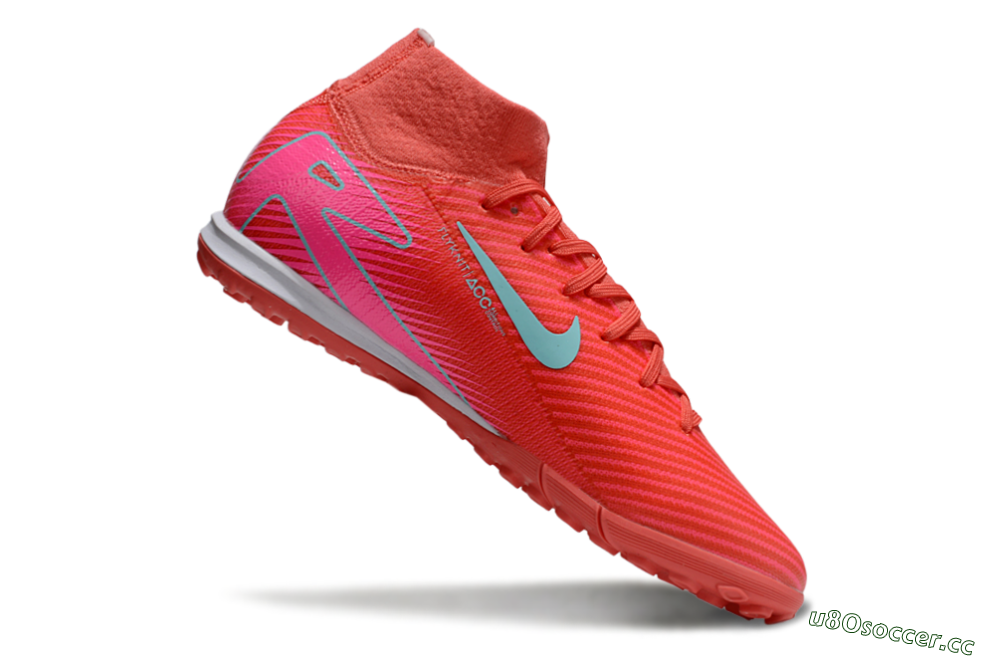 Unisex Nike Air Zoom Mercurial Superfly 10 Elite TF Artificial Turf High-Tops Football Shoes - Red/Jade/Pink 4
