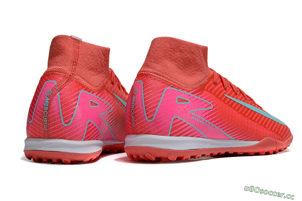 Unisex Nike Air Zoom Mercurial Superfly 10 Elite TF Artificial Turf High-Tops Football Shoes - Red/Jade/Pink 6