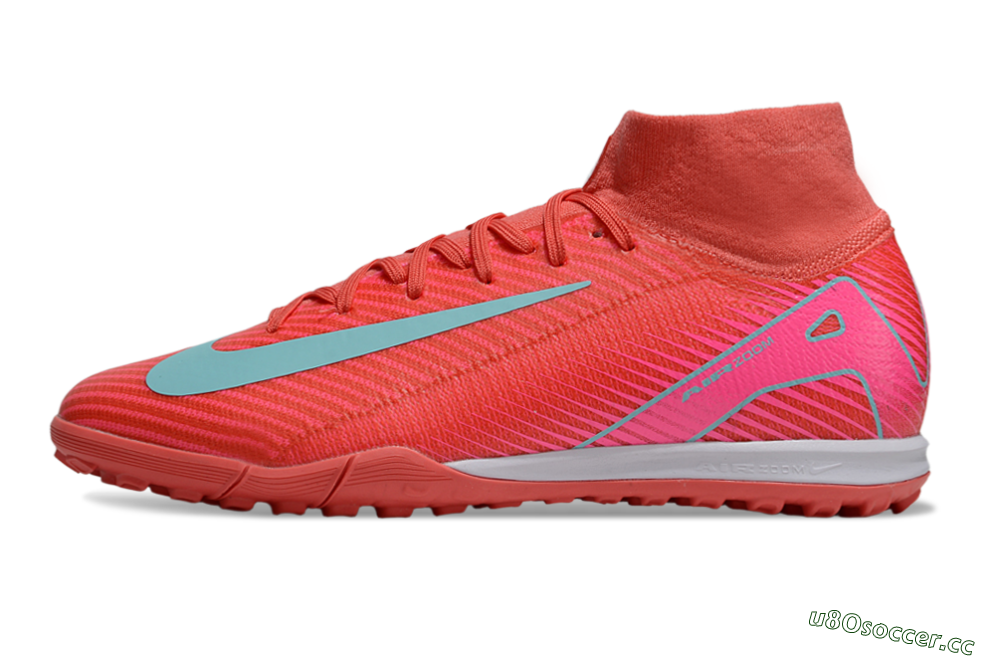 Unisex Nike Air Zoom Mercurial Superfly 10 Elite TF Artificial Turf High-Tops Football Shoes - Red/Jade/Pink 0