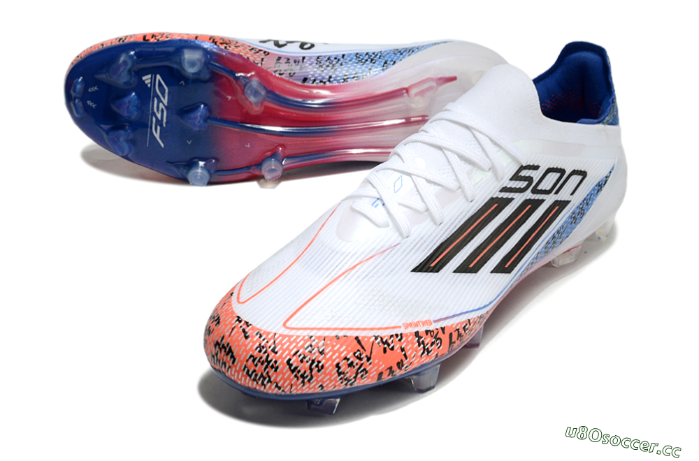 Men's Adidas F50 Elite FG Firm Ground Low-Tops Football Boots - White/Red/Blue 3