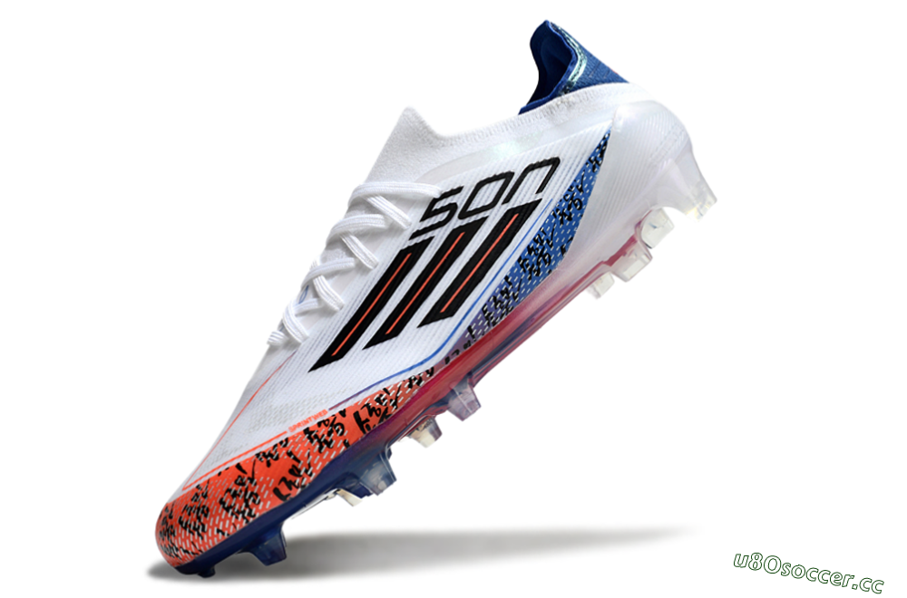 Men's Adidas F50 Elite FG Firm Ground Low-Tops Football Boots - White/Red/Blue 5