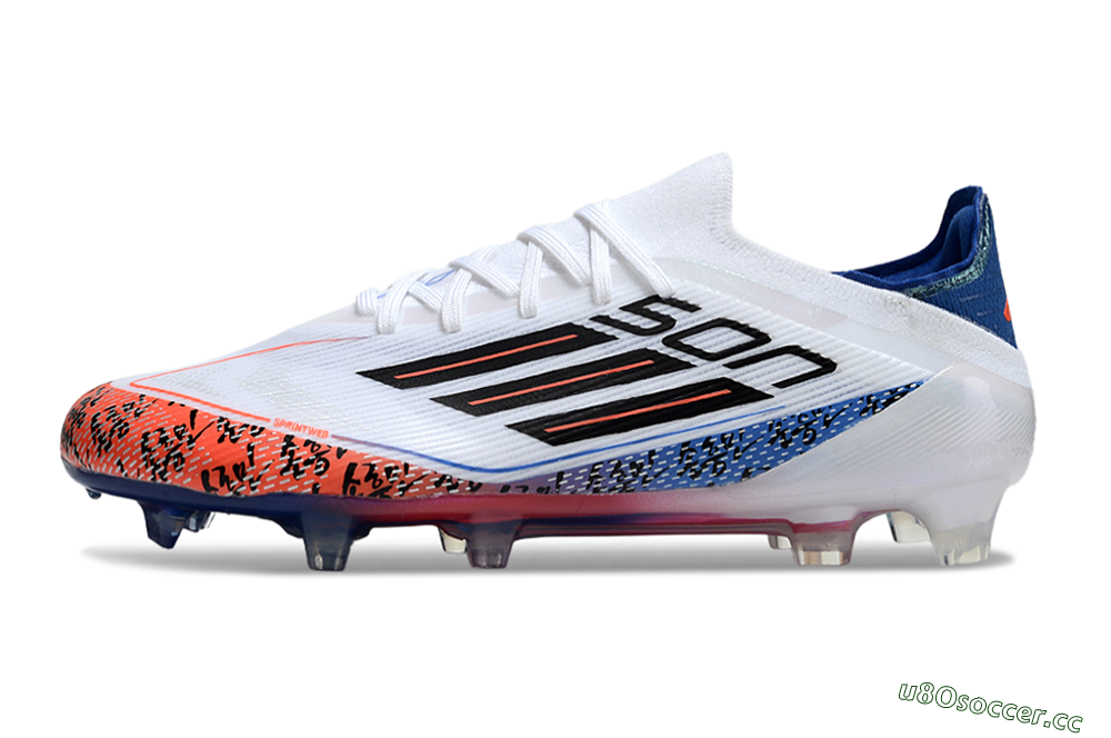 Men's Adidas F50 Elite FG Firm Ground Low-Tops Football Boots - White/Red/Blue 0