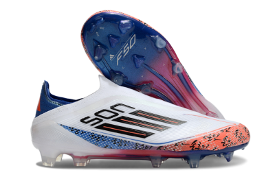 Men's Adidas F50 Elite Laceless FG Firm Ground Low-Tops Football Boots - White/Red/Blue