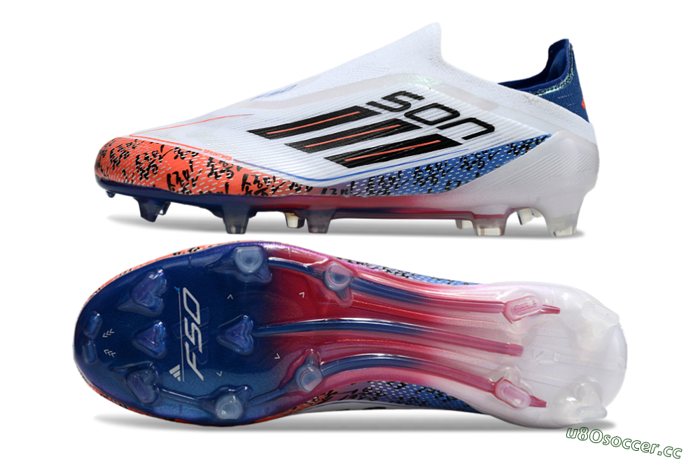Men's Adidas F50 Elite Laceless FG Firm Ground Low-Tops Football Boots - White/Red/Blue 1