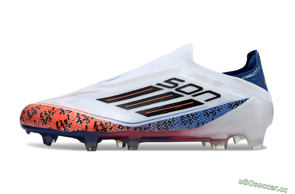 Men's Adidas F50 Elite Laceless FG Firm Ground Low-Tops Football Boots - White/Red/Blue 0