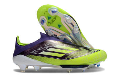 Men's Adidas F50+ Elite Lightstrike Pro Laceless FG Firm Ground Low-Tops Football Boots - Purple/Yellow/White