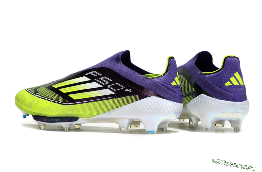 Men's Adidas F50+ Elite Lightstrike Pro Laceless FG Firm Ground Low-Tops Football Boots - Purple/Yellow/White 6