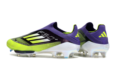 Men's Adidas F50+ Elite Lightstrike Pro Laceless FG Firm Ground Low-Tops Football Boots - Purple/Yellow/White