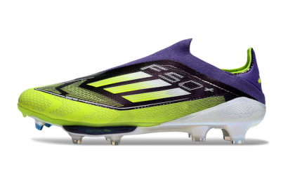 Men's Adidas F50+ Elite Lightstrike Pro Laceless FG Firm Ground Low-Tops Football Boots - Purple/Yellow/White