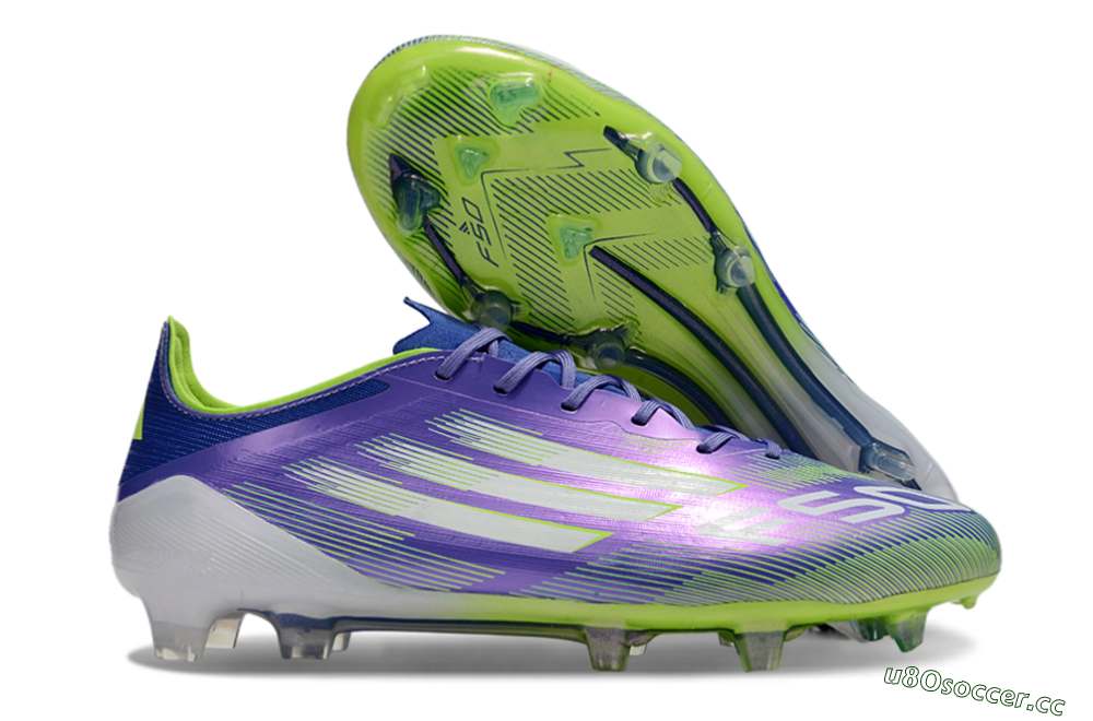 Men's Adidas F50 Elite FG Firm Ground Low-Tops Football Boots - Purple/Yellow/White 2