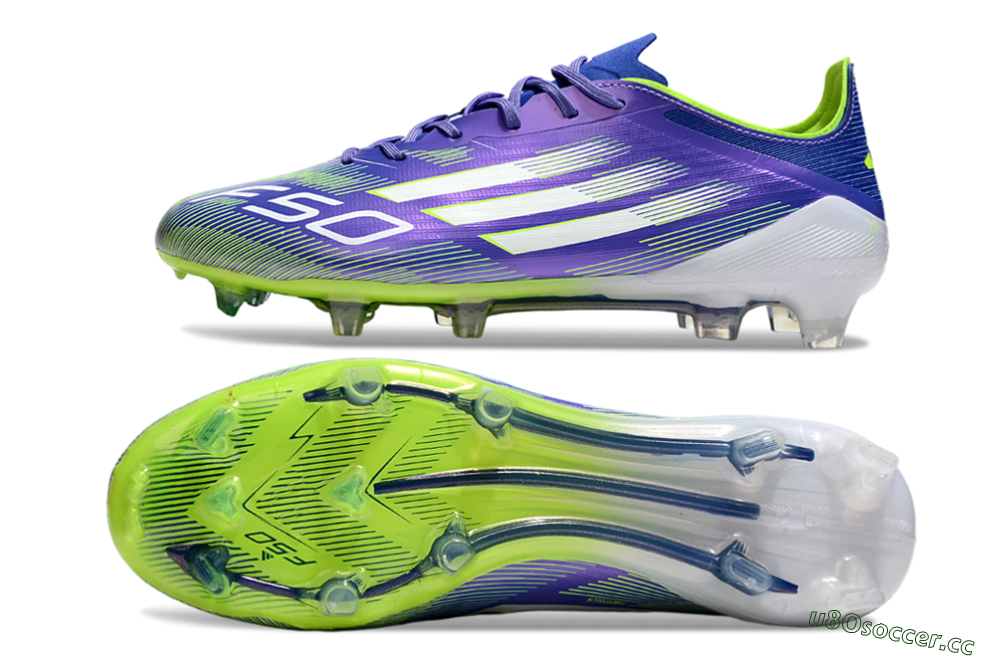 Men's Adidas F50 Elite FG Firm Ground Low-Tops Football Boots - Purple/Yellow/White 1