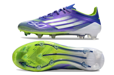Men's Adidas F50 Elite FG Firm Ground Low-Tops Football Boots - Purple/Yellow/White