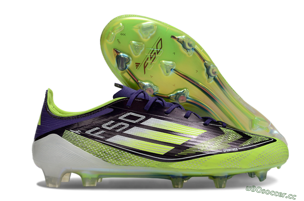 Men's Adidas F50 Elite FG Firm Ground Low-Tops Football Boots - Purple/Yellow/White 2