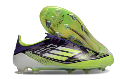 Men's Adidas F50 Elite FG Firm Ground Low-Tops Football Boots - Purple/Yellow/White