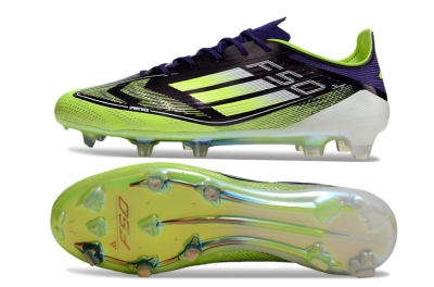 Men's Adidas F50 Elite FG Firm Ground Low-Tops Football Boots - Purple/Yellow/White