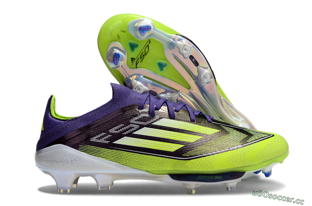 Men's Adidas F50+ Elite Lightstrike Pro FG Firm Ground Low-Tops Football Boots - Purple/Yellow/White 2