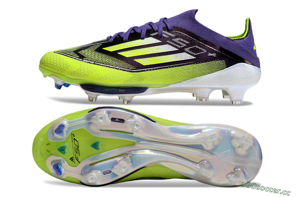 Men's Adidas F50+ Elite Lightstrike Pro FG Firm Ground Low-Tops Football Boots - Purple/Yellow/White 1