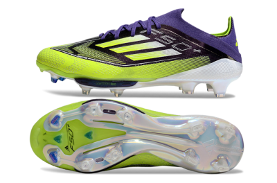 Men's Adidas F50+ Elite Lightstrike Pro FG Firm Ground Low-Tops Football Boots - Purple/Yellow/White