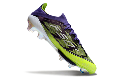 Men's Adidas F50+ Elite Lightstrike Pro FG Firm Ground Low-Tops Football Boots - Purple/Yellow/White