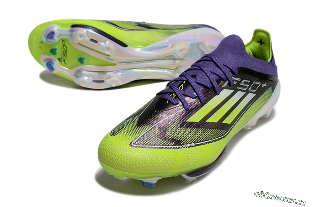 Men's Adidas F50+ Elite Lightstrike Pro FG Firm Ground Low-Tops Football Boots - Purple/Yellow/White 3