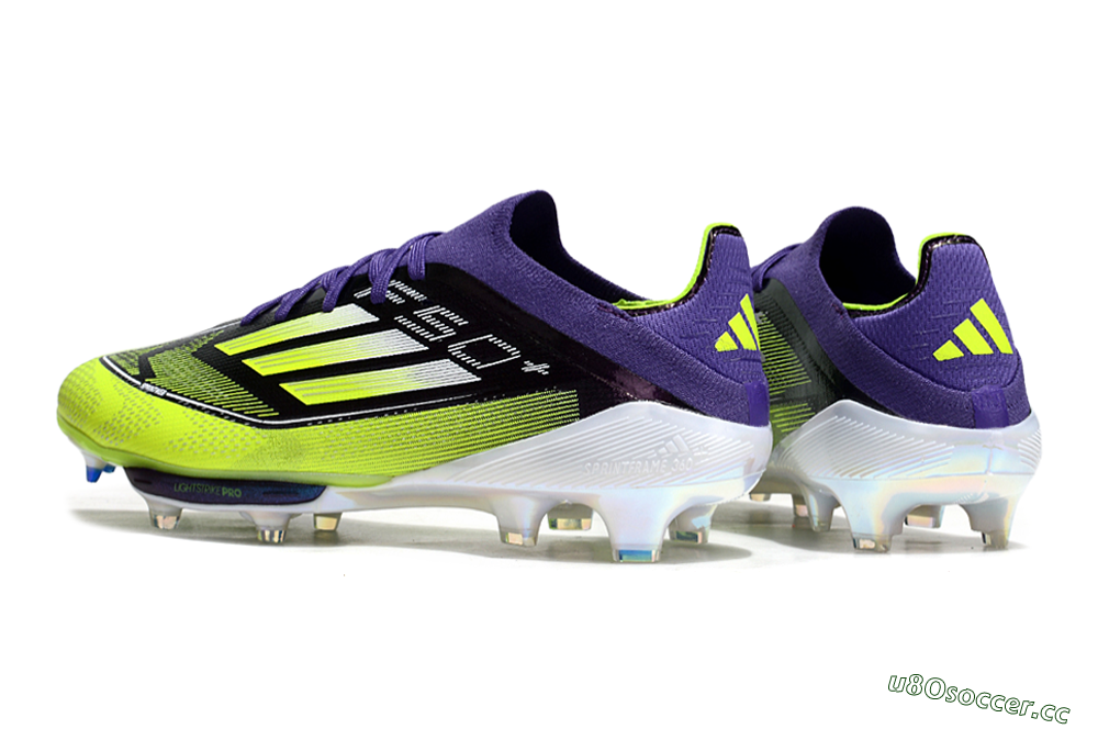 Men's Adidas F50+ Elite Lightstrike Pro FG Firm Ground Low-Tops Football Boots - Purple/Yellow/White 6