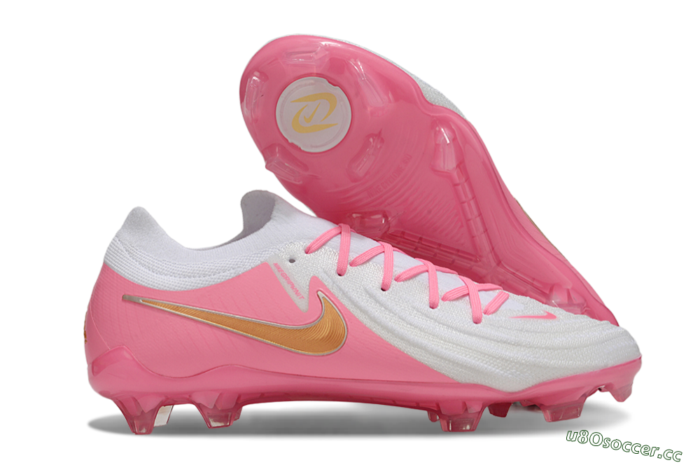 Men's Nike Phantom GX Elite FG Firm Ground Low-Tops Football Boots - White/Pink/Gold 2