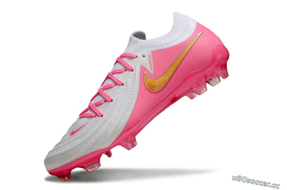 Men's Nike Phantom GX Elite FG Firm Ground Low-Tops Football Boots - White/Pink/Gold 5