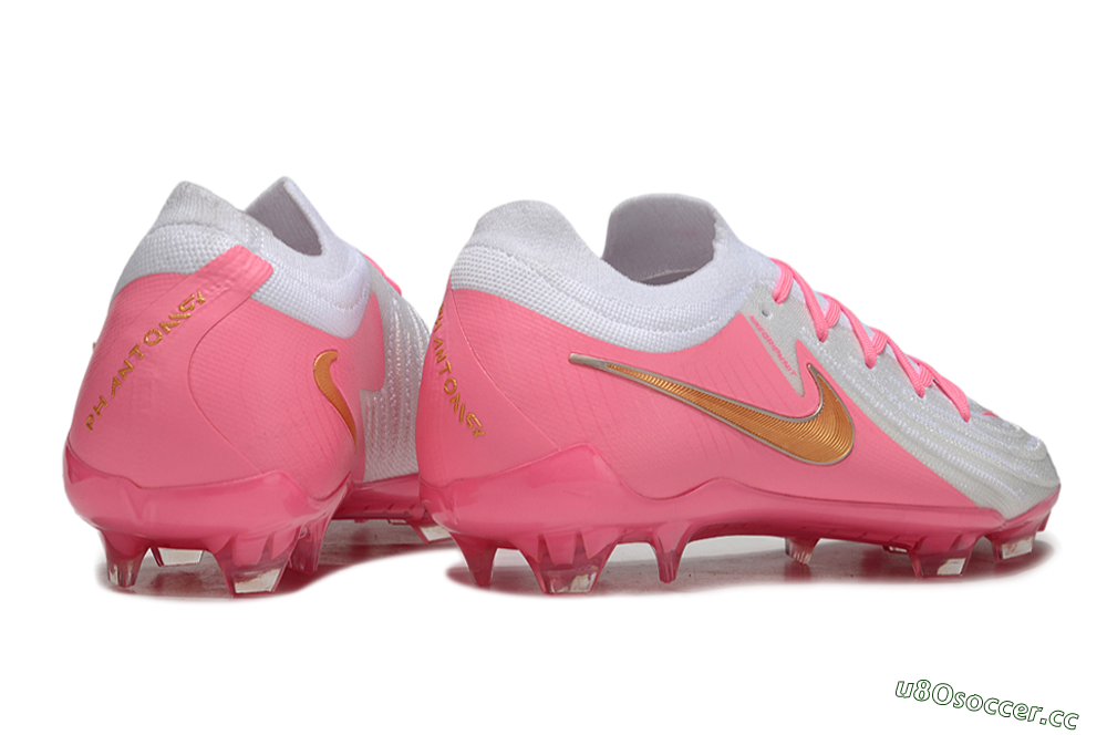 Men's Nike Phantom GX Elite FG Firm Ground Low-Tops Football Boots - White/Pink/Gold 6