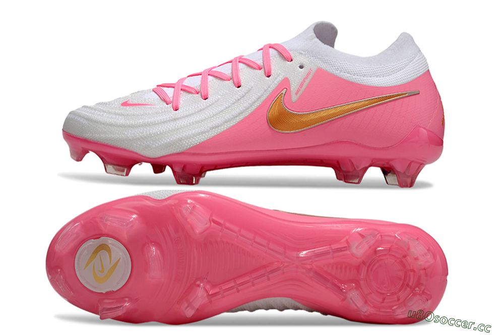 Men's Nike Phantom GX Elite FG Firm Ground Low-Tops Football Boots - White/Pink/Gold 1