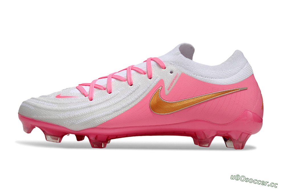 Men's Nike Phantom GX Elite FG Firm Ground Low-Tops Football Boots - White/Pink/Gold 0