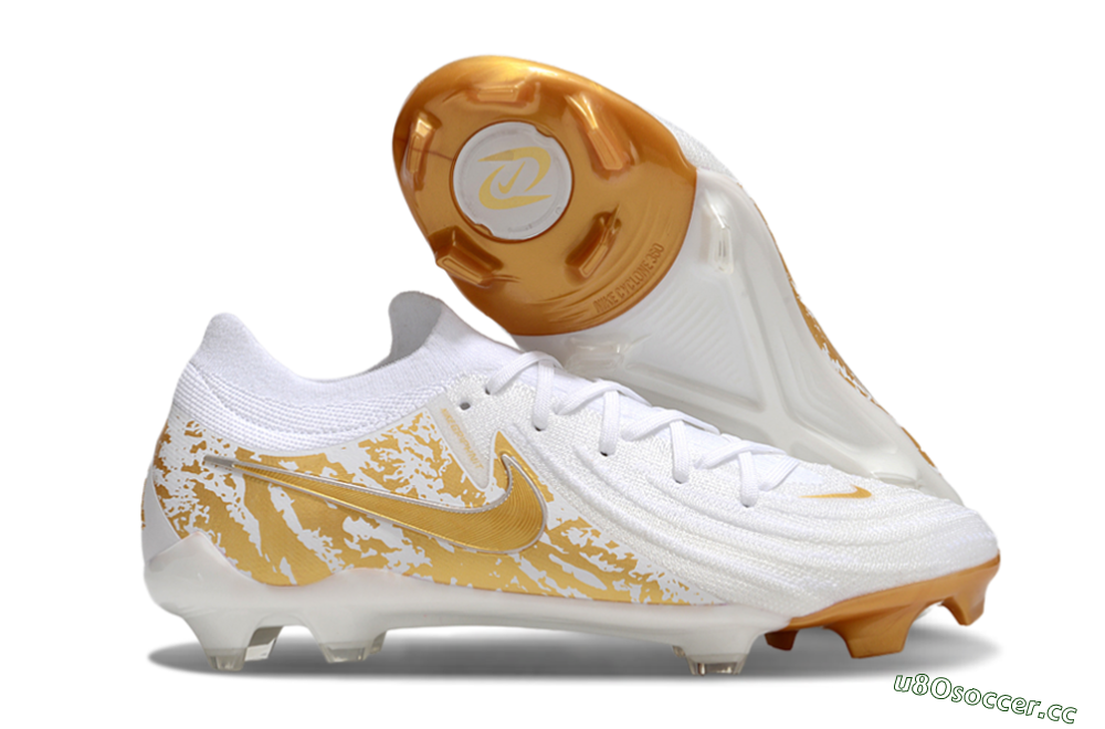 Men's Nike Phantom GX Elite FG Firm Ground Low-Tops Football Boots - White/Gold 2