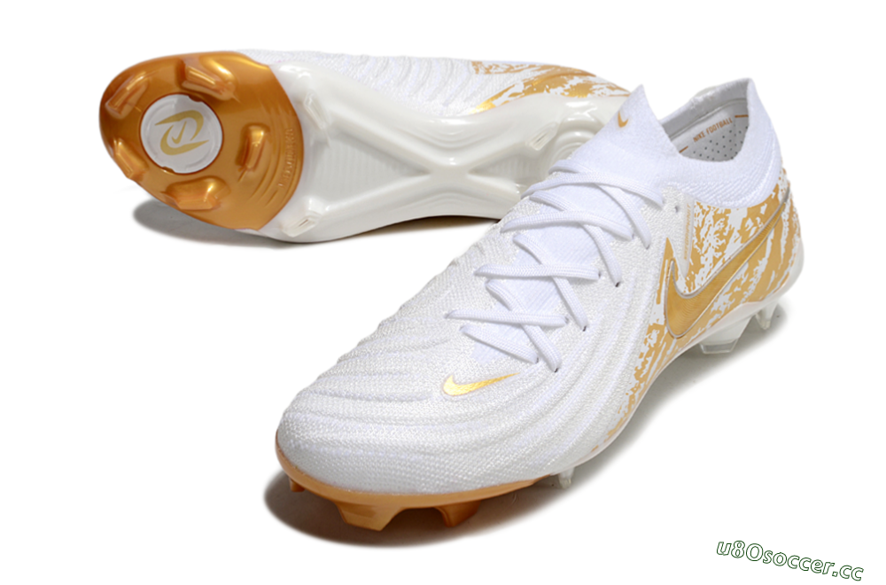 Men's Nike Phantom GX Elite FG Firm Ground Low-Tops Football Boots - White/Gold 3