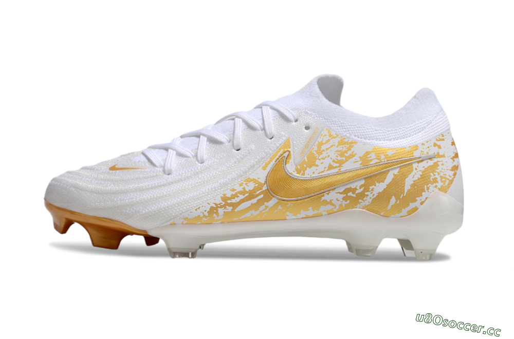 Men's Nike Phantom GX Elite FG Firm Ground Low-Tops Football Boots - White/Gold 0