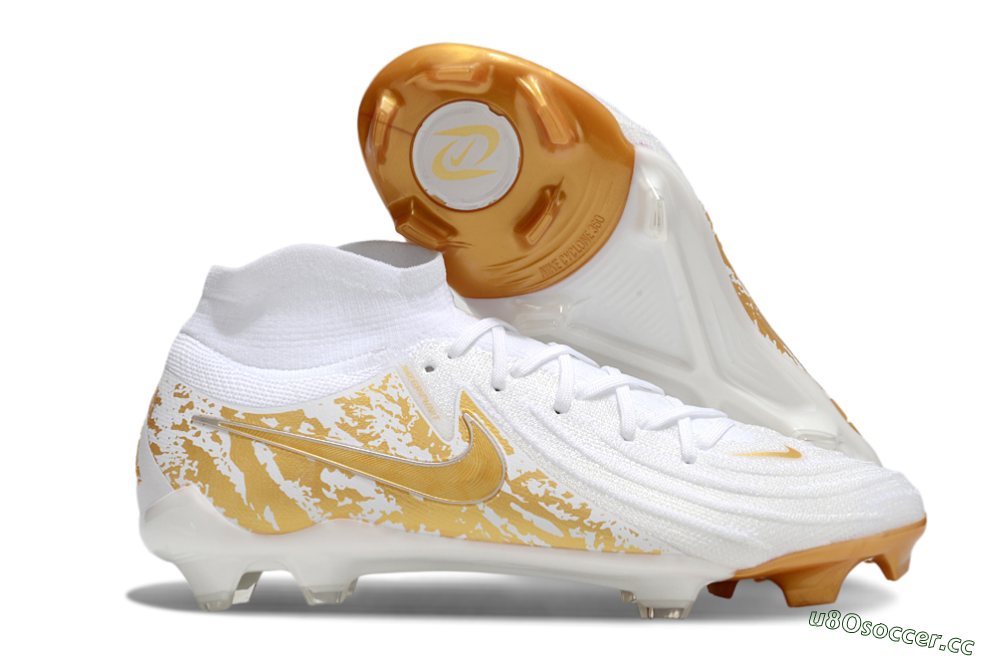 Men's Nike Phantom Luna Elite NU FG Firm Ground High-Tops Football Boots - White/Gold 2